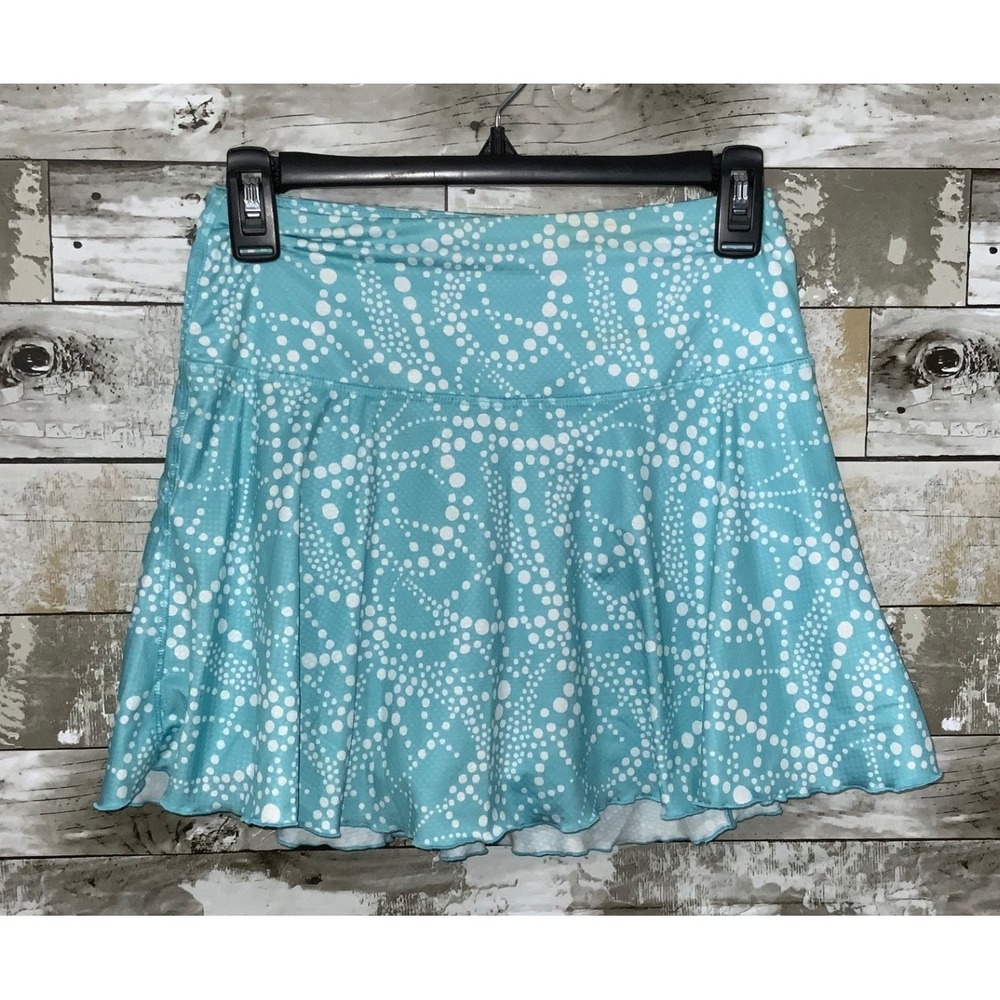 X by Gottex Womens Blue Polka Dot‎ Athletic Skort Golf Tennis Scallop Edge S